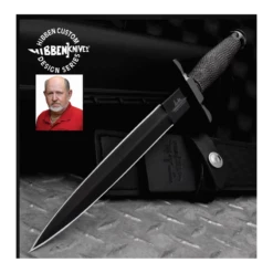 Dague Hibben Black Shadow Lame Acier Inox Manche Chainette Etui Cuir GH0441B