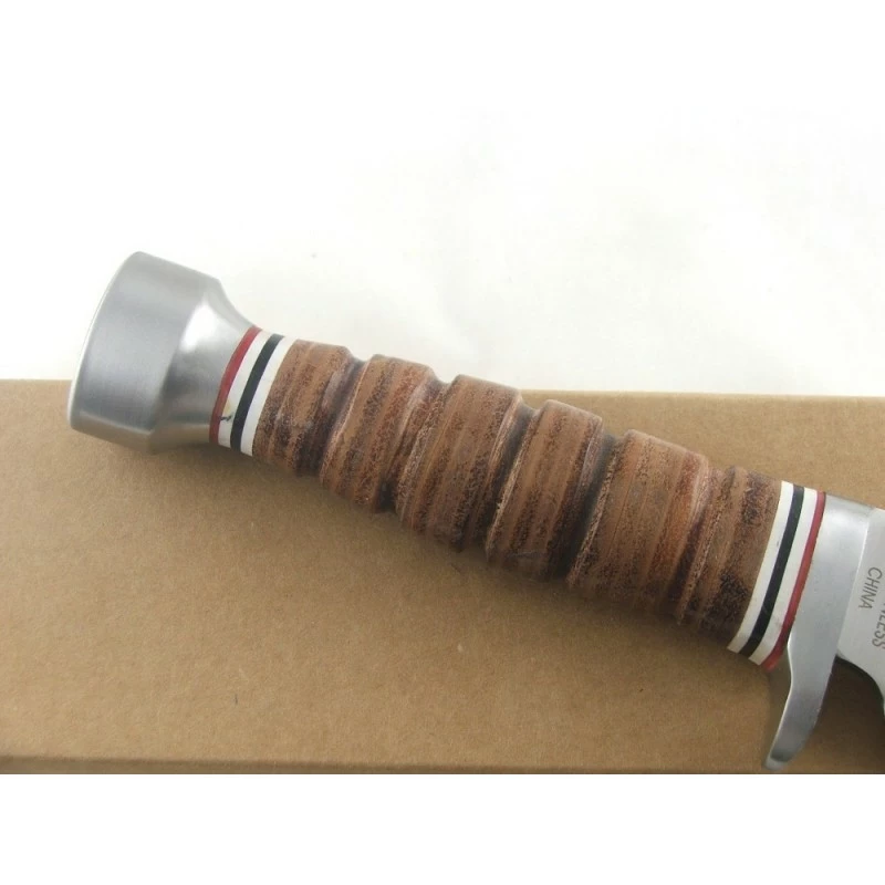 ER047 Bowie Couteau De Chasse Elk Ridge Lame Acier 440 Manche Cuir Etui Cuir 3 ER047 Bowie Couteau De Chasse Elk Ridge Lame Acier 440 Manche Cuir Etui Cuir – Image 3