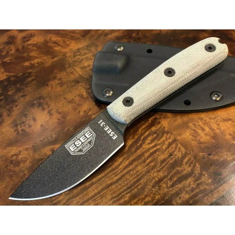 ES3HMK ESEE Model 3 Traditional Handle Micarta 1095 Carbon Blade Kydex Sheath USA 1 ES3HMK ESEE Model 3 Traditional Handle Micarta 1095 Carbon Blade Kydex Sheath USA