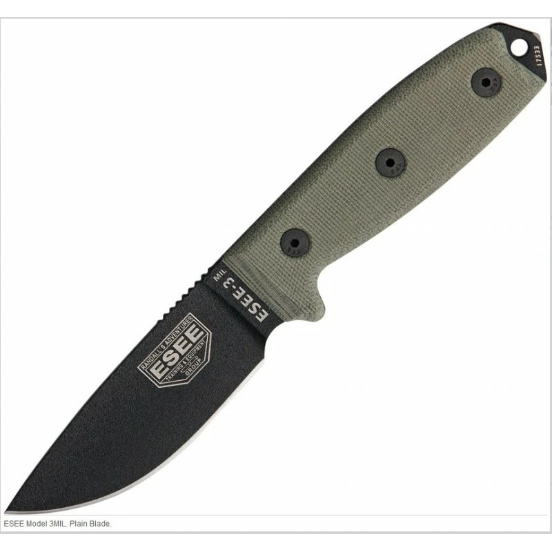 ES3MILPB ESEE Carbone 1095 Made In USA - Couteau De Combat & Survie ESEE Model 3MIL 1 ES3MILPB ESEE Carbone 1095 Made In USA - Couteau De Combat & Survie ESEE Model 3MIL