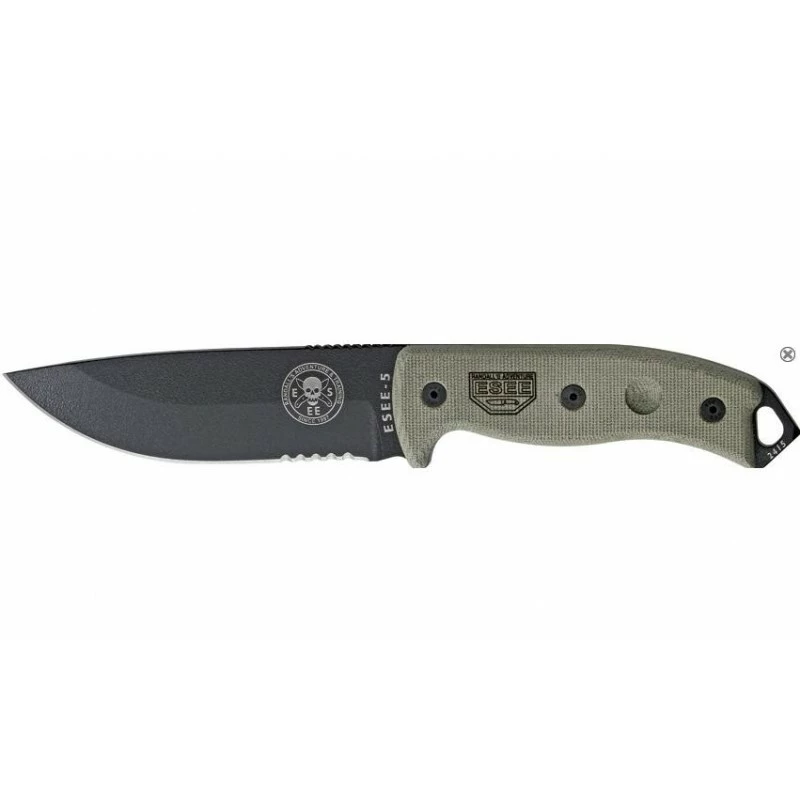 ES5SKOBK Rat Cutlery / Esee Knives Model 5 Serrated - Couteau Combat SEUL Survie Made In USA 1 ES5SKOBK Rat Cutlery / Esee Knives Model 5 Serrated - Couteau Combat SEUL Survie Made In USA