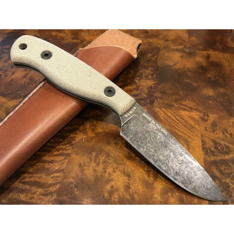 ESJG3BO ESEE Camp Lore James Gibson 1095 Carbon Stonewash Blade Leath Sheath Made USA 1 ESJG3BO ESEE Camp Lore James Gibson 1095 Carbon Stonewash Blade Leath Sheath Made USA