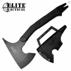 Hache Tomahawk Elite Tactical Axe Acier Inox Manche FRN Etui Plastique Pied De Biche ETAXE001BK
