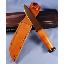 KA2225 Couteau Ka-Bar Mark 1 US Navy Lame Carbone 1095 Manche & Etui Cuir KABAR Made In USA