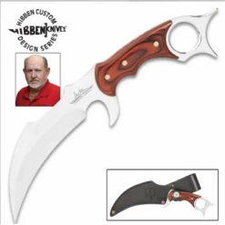 Karambit Gil Hibben Bloodwood Lame Acier 5Cr15MoV Manche Bois Etui Cuir GH5099