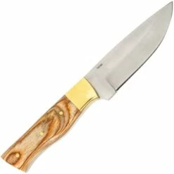 Lot De 2 Couteau Skinner Cannon Wood Lame Acier Inox Manche Bois Etui Cuir PA203447