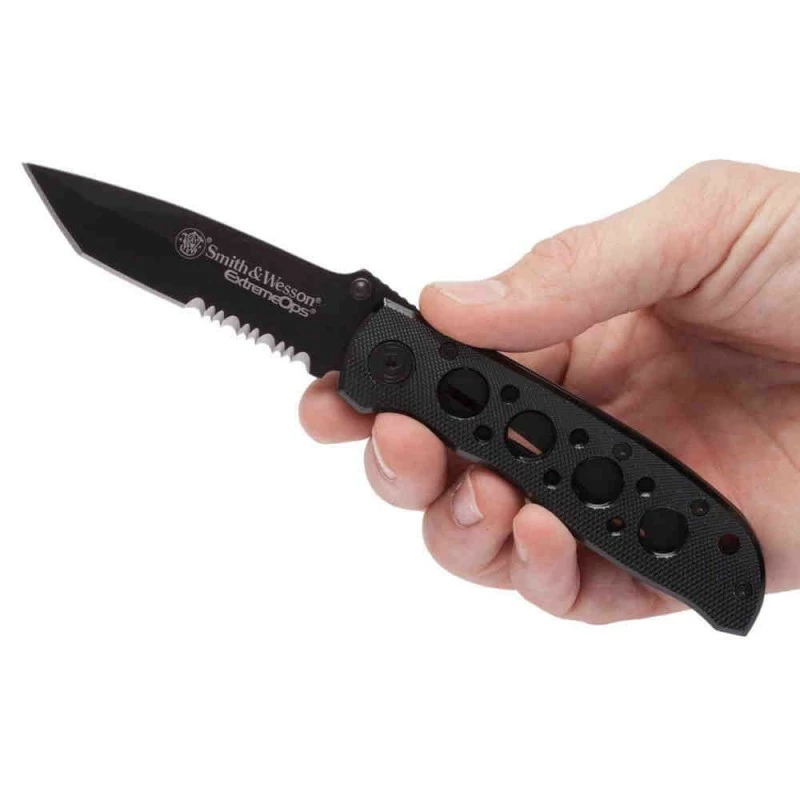 Lot De 2 Couteau Smith&Wesson ExtremeOps Tanto Lame Acier 7Cr17MoV Manche Alu SWCK5TBSCP 1 Lot De 2 Couteau Smith&Wesson ExtremeOps Tanto Lame Acier 7Cr17MoV Manche Alu SWCK5TBSCP