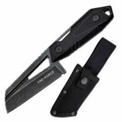 Lot De 2 Couteau Tac Force Cleaver Black Lame Acier 3CR13 Manche Fibre De Nylon Etui Canvas TFFIX021BK