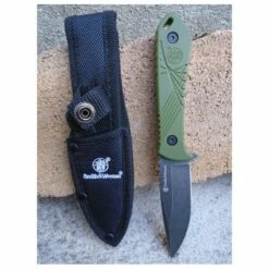 Lot De 2 Couteau Tactical Backup SMITH&WESSON HRT OD Green Lame Acier Inox Etui Nylon SWP1189666