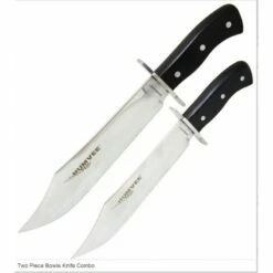 Lot De 2 Couteaux Humvee Bowie Lames Acier Inox Manche Bois Eui Nylon HMVBC03BK