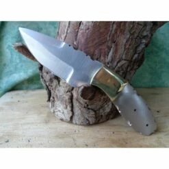 Lot De 2 Lames à Customiser Drop Point Lames Acier Inox Garde Laiton BL140