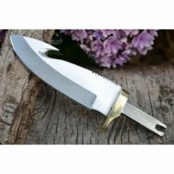 Lot De 2 Lames à Customiser Guthook à Dépecer Lames Acier Inox Garde Laiton BLSM02