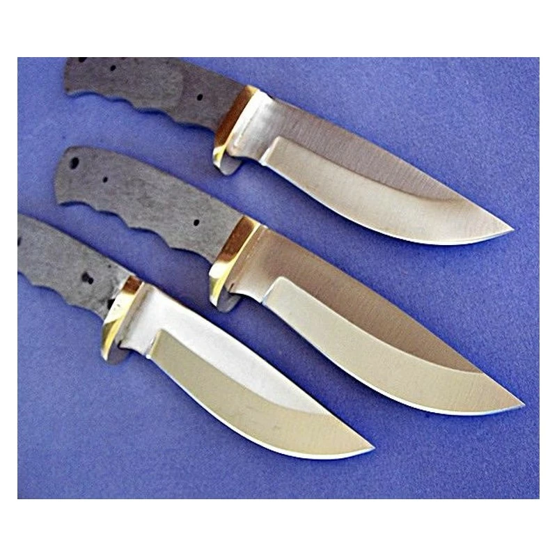 Lot De 3 Lames à Customiser Drop Point Lames Acier Inox Garde Laiton BL7702 1 Lot De 3 Lames à Customiser Drop Point Lames Acier Inox Garde Laiton BL7702