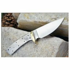 Lot De 4 Lames à Customiser Drop Point Skinner Lame Acier Inox Garde Laiton BL013