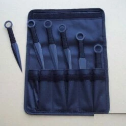Lot De 6 Couteaux De Lancer De Ninja Acier Inox Black Etui Nylon PA3334