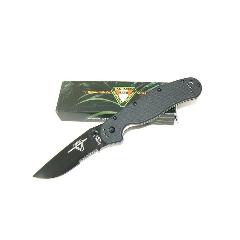 ON8847 Couteau Ontario Rat 1 Black Military Lame Acier AUS-8 Serrated Manche FRN Linerlock 2 ON8847 Couteau Ontario Rat 1 Black Military Lame Acier AUS-8 Serrated Manche FRN Linerlock – Image 2