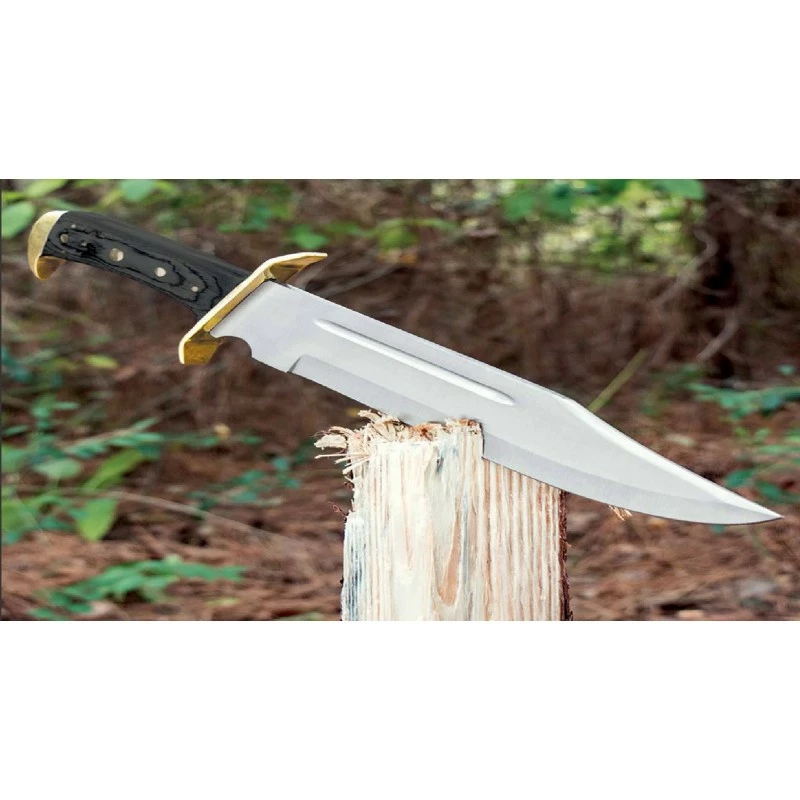 PA3349 Couteau De Chasse Bowie Lame Acier Inox Manche Bois Etui Cuir 2 PA3349 Couteau De Chasse Bowie Lame Acier Inox Manche Bois Etui Cuir – Image 2