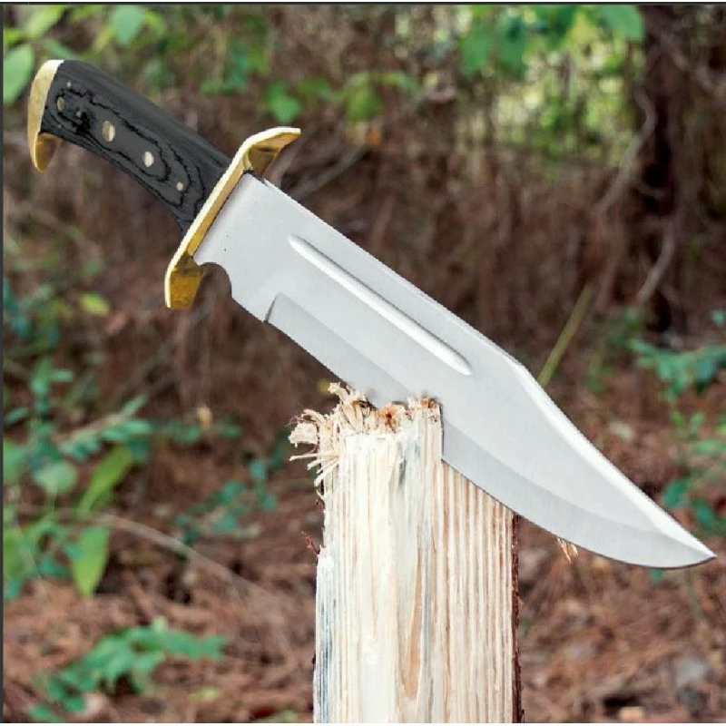 PA3349 Couteau De Chasse Bowie Lame Acier Inox Manche Bois Etui Cuir 4 PA3349 Couteau De Chasse Bowie Lame Acier Inox Manche Bois Etui Cuir – Image 4