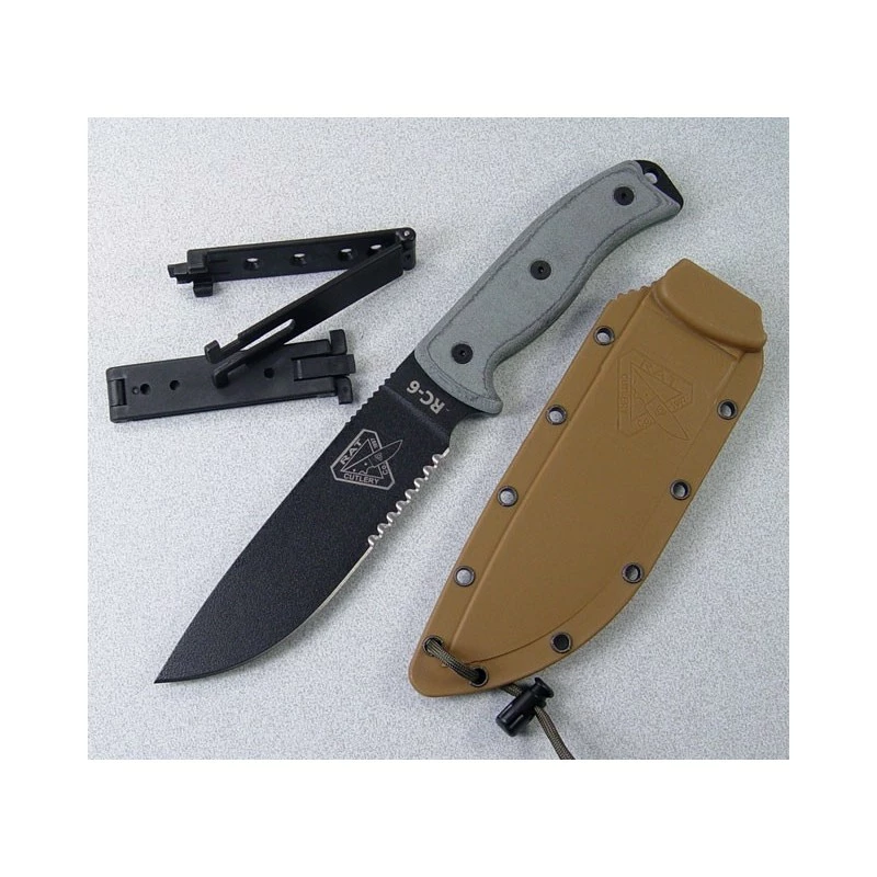 RC6S Couteau Eee Model 6 Lame Acier Carbone 1095 Serr Manche Micarta Etui Coyote Molted Made USA - LIVRAISON GRATUITE 1 RC6S Couteau Eee Model 6 Lame Acier Carbone 1095 Serr Manche Micarta Etui Coyote Molted Made USA - LIVRAISON GRATUITE