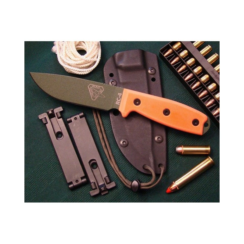 RC4POD Couteau ESEE Model 4 Orange Acier Carbone 1095 Manche G-10 Etui Kydex Clip Made In USA 1 RC4POD Couteau ESEE Model 4 Orange Acier Carbone 1095 Manche G-10 Etui Kydex Clip Made In USA