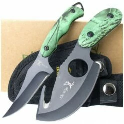 Set De 2 Couteaux De Chasse Elk RIdge Hunting Set 2 Piece Carbone/Inox Manche Abs Etui Nylon ER300CA