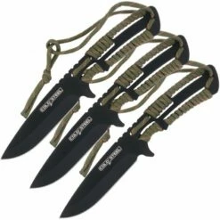 Set De 3 Couteaux De Lancer Cold Steel Throwing Knives Lame Acier 420 Manche Paracorde Etui CSTH44KVD3PK