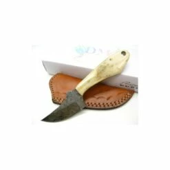 Skinner Couteau Damas Lame 256 Couches Manche Os Etui Cuir DM1131BO