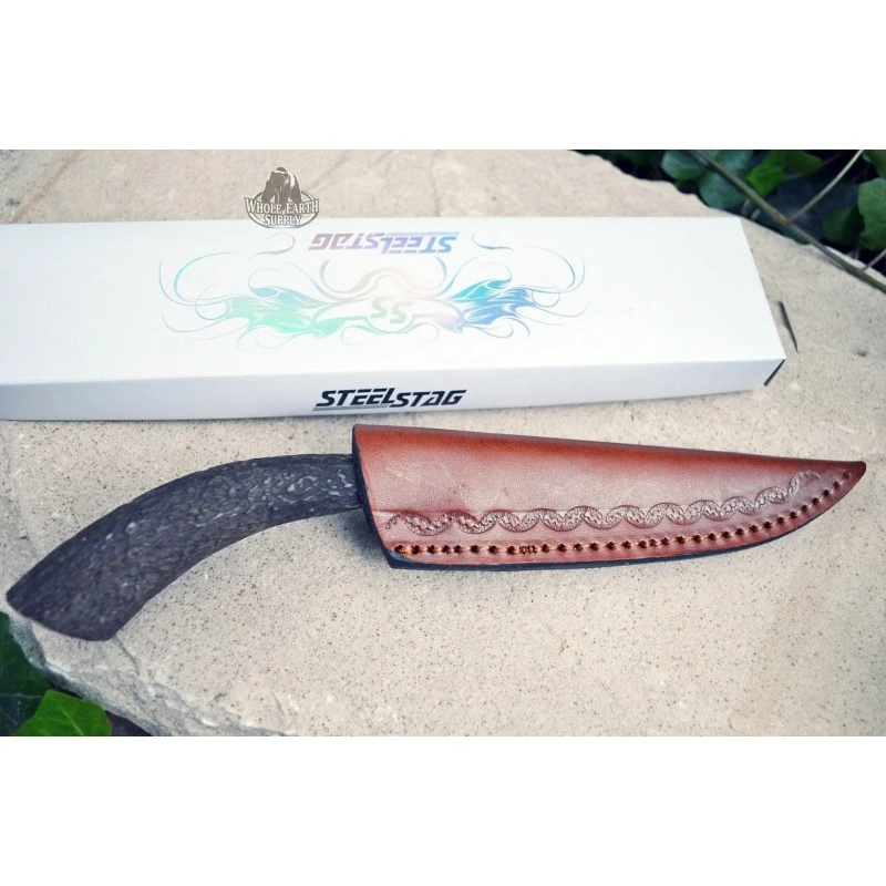 Skinner Couteau De Chasse Hunter Acier Carbone Manche Bois De Cerf Etui Cuir SS7016 2 Skinner Couteau De Chasse Hunter Acier Carbone Manche Bois De Cerf Etui Cuir SS7016 – Image 2