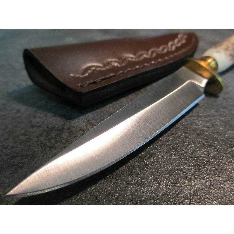 Skinner Couteau De Chasse Hunter Acier Carbone Manche Bois De Cerf Etui Cuir SS7018 2 Skinner Couteau De Chasse Hunter Acier Carbone Manche Bois De Cerf Etui Cuir SS7018 – Image 2