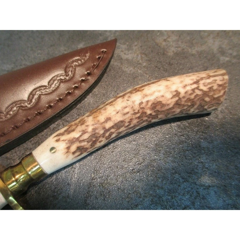 Skinner Couteau De Chasse Hunter Acier Carbone Manche Bois De Cerf Etui Cuir SS7018 3 Skinner Couteau De Chasse Hunter Acier Carbone Manche Bois De Cerf Etui Cuir SS7018 – Image 3