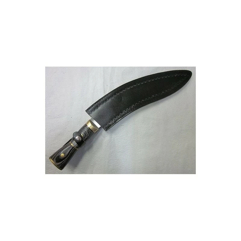 VERITABLE COUTEAU CHASSE GRAND KUKRI Acier 440 Manche Bois Etui Cuir PA324717 2 VERITABLE COUTEAU CHASSE GRAND KUKRI Acier 440 Manche Bois Etui Cuir PA324717 – Image 2