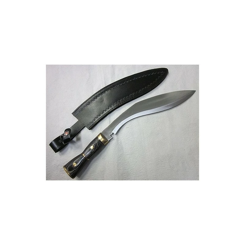 VERITABLE COUTEAU CHASSE GRAND KUKRI Acier 440 Manche Bois Etui Cuir PA324717 3 VERITABLE COUTEAU CHASSE GRAND KUKRI Acier 440 Manche Bois Etui Cuir PA324717 – Image 3