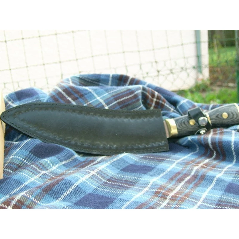 VERITABLE COUTEAU CHASSE KUKRI Acier 440 Manche Bois Etui Cuir PA324715 2 VERITABLE COUTEAU CHASSE KUKRI Acier 440 Manche Bois Etui Cuir PA324715 – Image 2